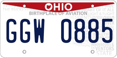 OH license plate GGW0885