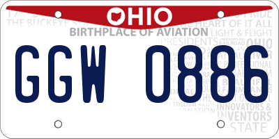 OH license plate GGW0886