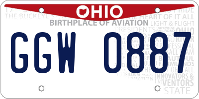 OH license plate GGW0887