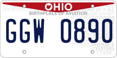 OH license plate GGW0890