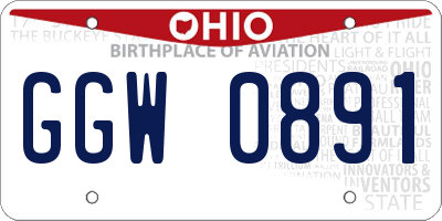 OH license plate GGW0891