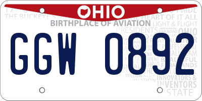 OH license plate GGW0892