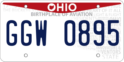 OH license plate GGW0895