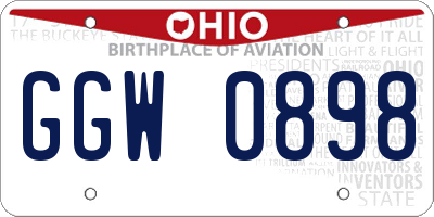 OH license plate GGW0898