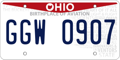 OH license plate GGW0907