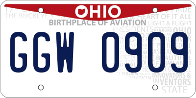 OH license plate GGW0909