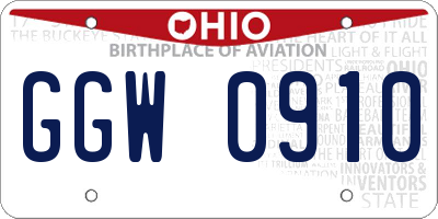 OH license plate GGW0910