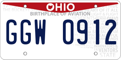 OH license plate GGW0912