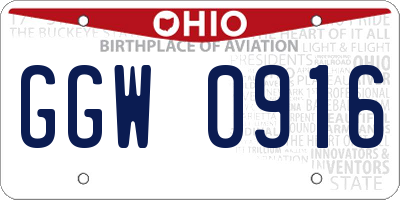 OH license plate GGW0916