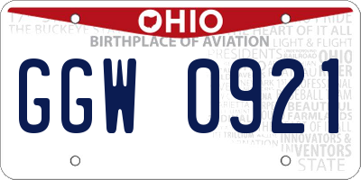 OH license plate GGW0921
