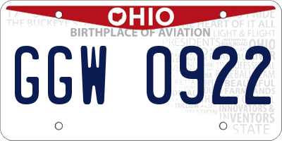 OH license plate GGW0922