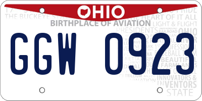 OH license plate GGW0923
