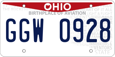 OH license plate GGW0928
