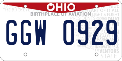 OH license plate GGW0929