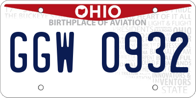 OH license plate GGW0932