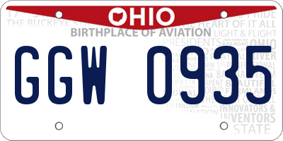 OH license plate GGW0935