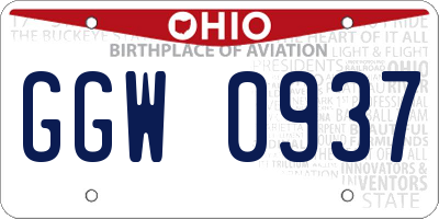 OH license plate GGW0937