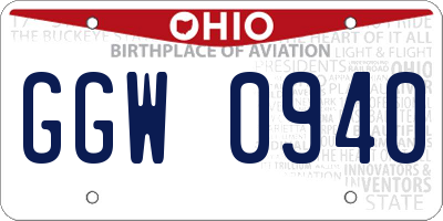 OH license plate GGW0940
