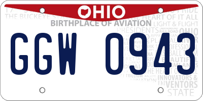 OH license plate GGW0943