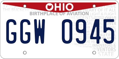 OH license plate GGW0945