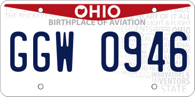OH license plate GGW0946