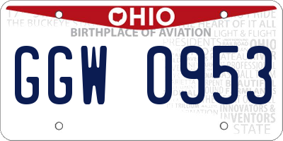 OH license plate GGW0953