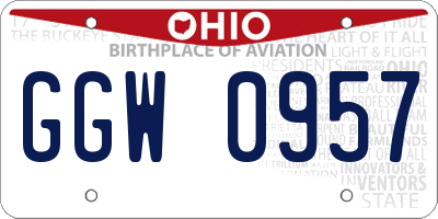 OH license plate GGW0957