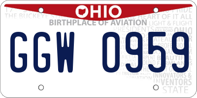 OH license plate GGW0959
