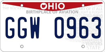 OH license plate GGW0963