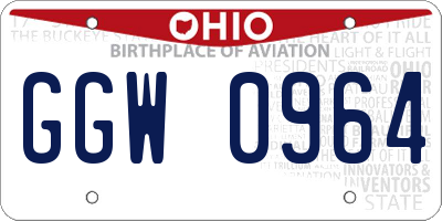 OH license plate GGW0964