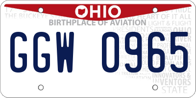 OH license plate GGW0965