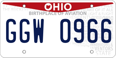 OH license plate GGW0966