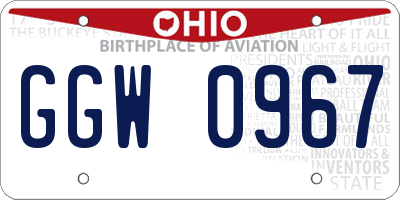 OH license plate GGW0967