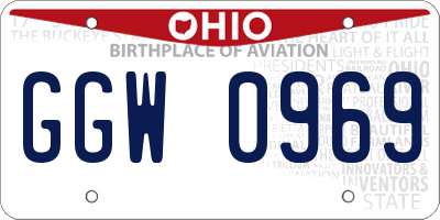 OH license plate GGW0969