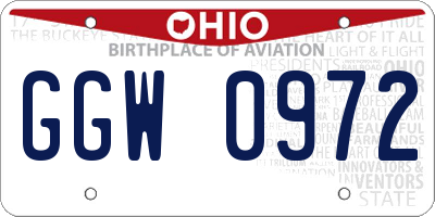 OH license plate GGW0972