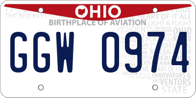 OH license plate GGW0974