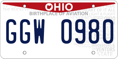 OH license plate GGW0980