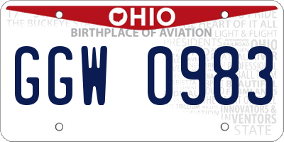 OH license plate GGW0983