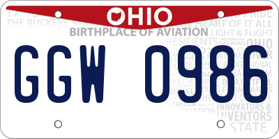 OH license plate GGW0986