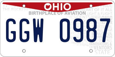 OH license plate GGW0987