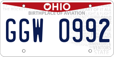OH license plate GGW0992