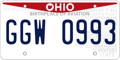 OH license plate GGW0993