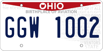 OH license plate GGW1002