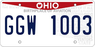 OH license plate GGW1003