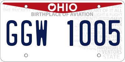 OH license plate GGW1005