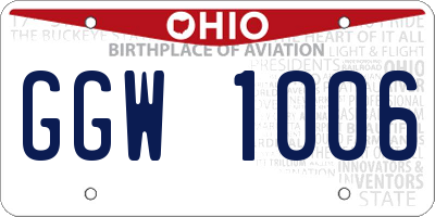 OH license plate GGW1006