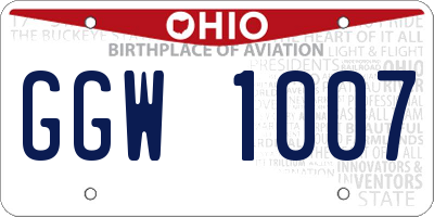 OH license plate GGW1007