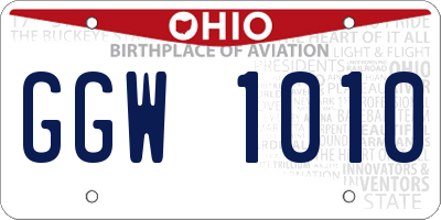 OH license plate GGW1010