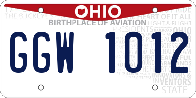 OH license plate GGW1012