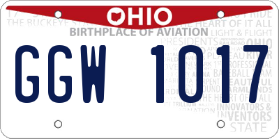 OH license plate GGW1017